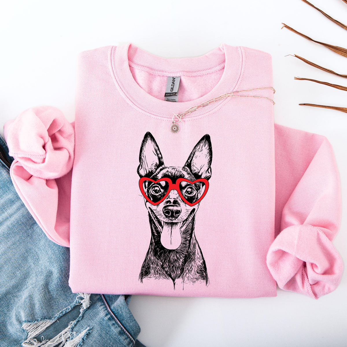 Miniature Pinscher Min Pin Dog Lover Portrait Print Artwork Cozy Everyday Wardrobe Sweatshirt