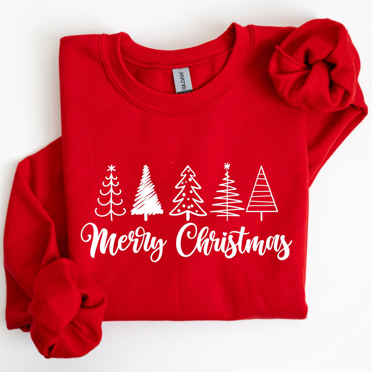 Minimalist Merry Christmas Trees Classic Retro Winter Santa Xmas Cozy Holiday Sweatshirt