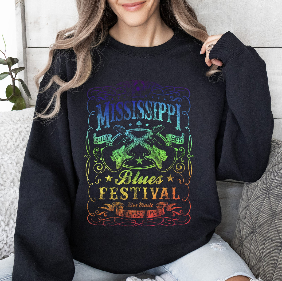 Mississippi Blues Festival Concert Poster Vintage Limited Edition Heritage Sweatshirt
