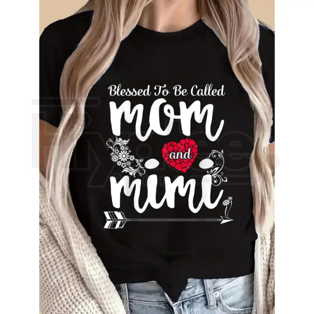 "Mom and Mimi's Blessing" – Heart and Floral Women's Casual Top