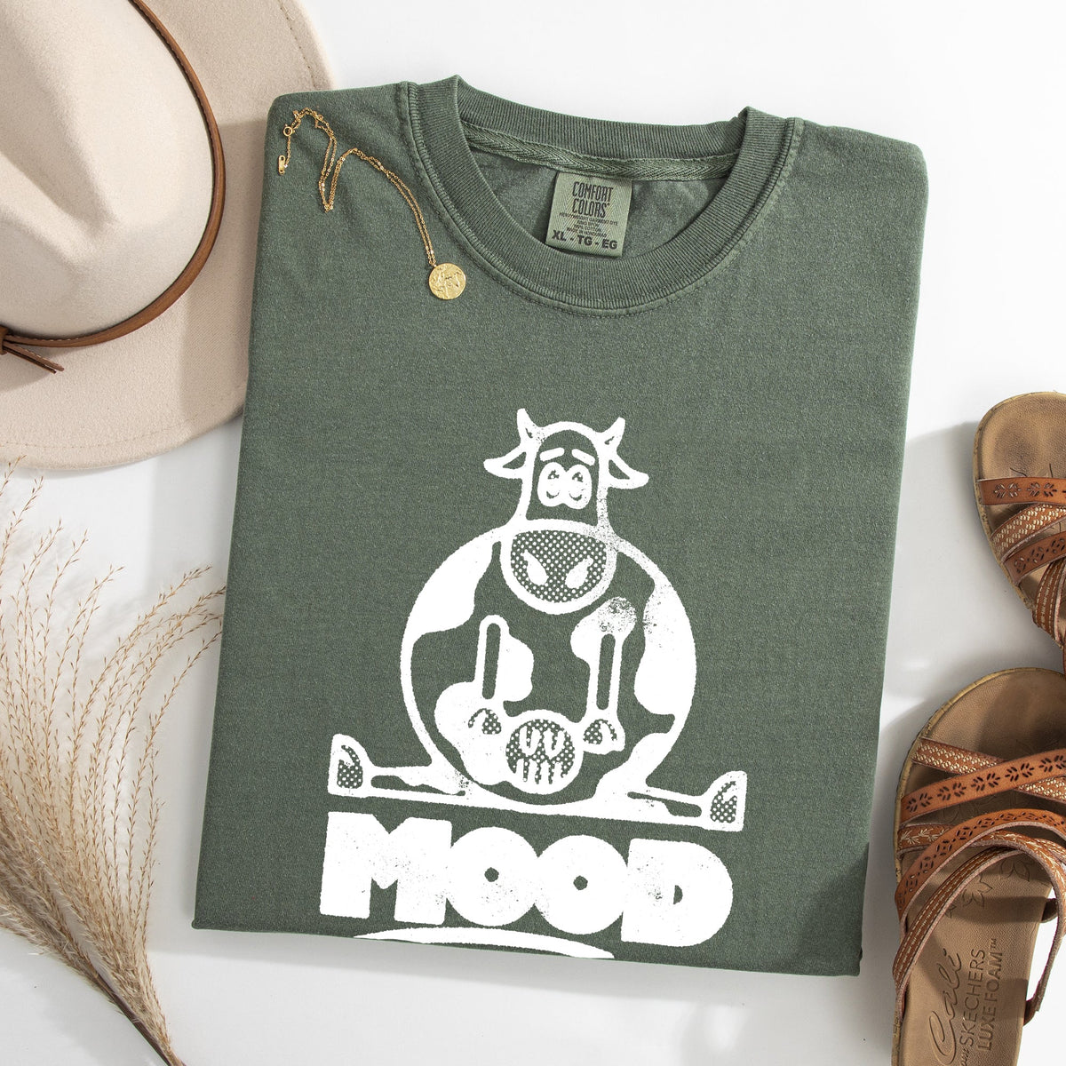 Moo'd Cow Moody Positive Mental Health Quote Encouraging Self Love And Kindness Comfort Colors Tee