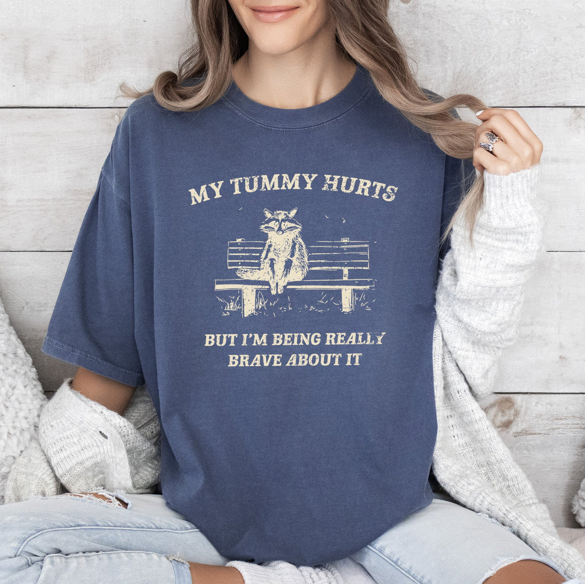 My Tummy Hurts Raccoon Meme Deluxe Edition Collectible Meme Premium Collection Comfort Colors Tee