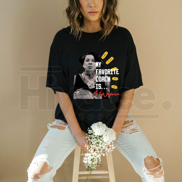 "My Favorite Coach Is A Woman" T-Shirt – Empowering Women in Sports Tee