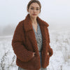 Pleione Womens Curly Faux Fur Teddy Coat
