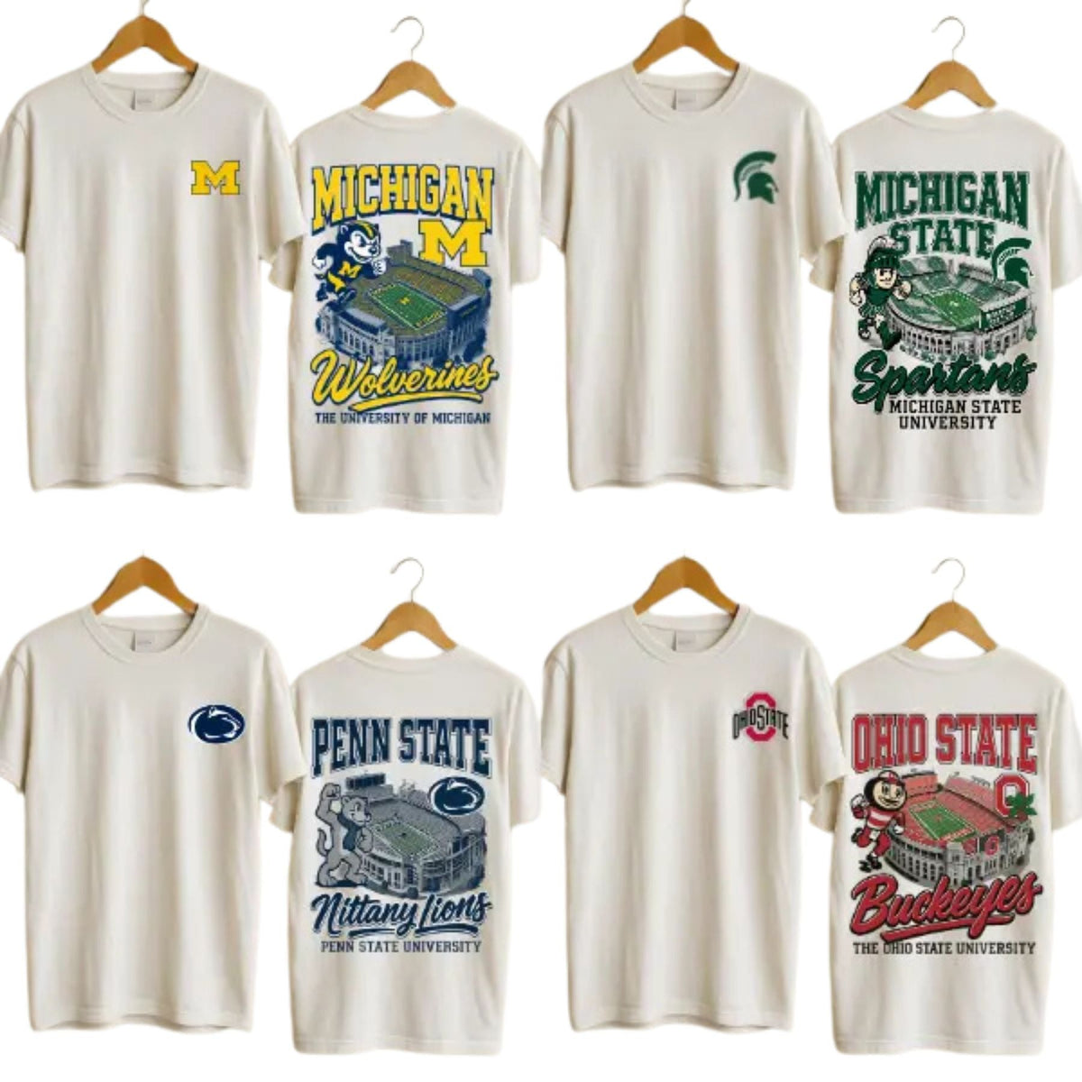 NCAA Full Team Mascots T-Shirt - Vintage College Football Tee, Unisex Throwback Sports Shirt