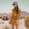 Pleione Floral Lace Tassel String Top In Mustard
