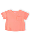 Neon Coral Ruffle Pocket Tee