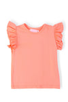 Neon Coral S/S Ruffle Tee