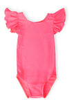 Neon Pink S/S Flutter Sleeve Leotard