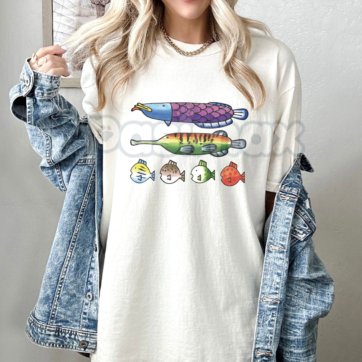 Nintendoodle Fish Lineup Tee - Retro Nintendo Art Style T-Shirt, Funny Gaming Doodle Apparel, Unique Fish Lineup Fan Gift