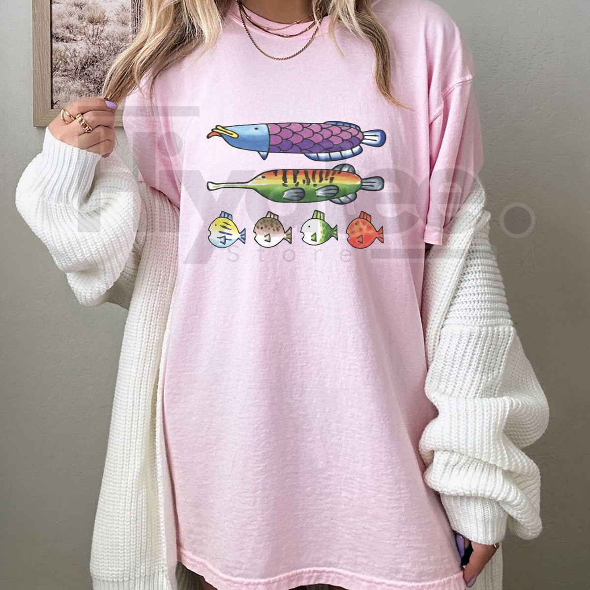 Nintendoodle Fish Lineup Tee – Retro Nintendo Art Style Funny Gaming Doodle T-Shirt