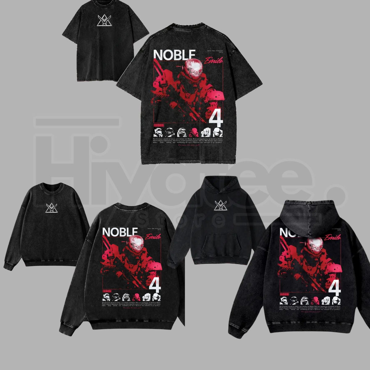 Noble Team Remember Reach Vintage Washed – RPG Game Graphic Streetwear