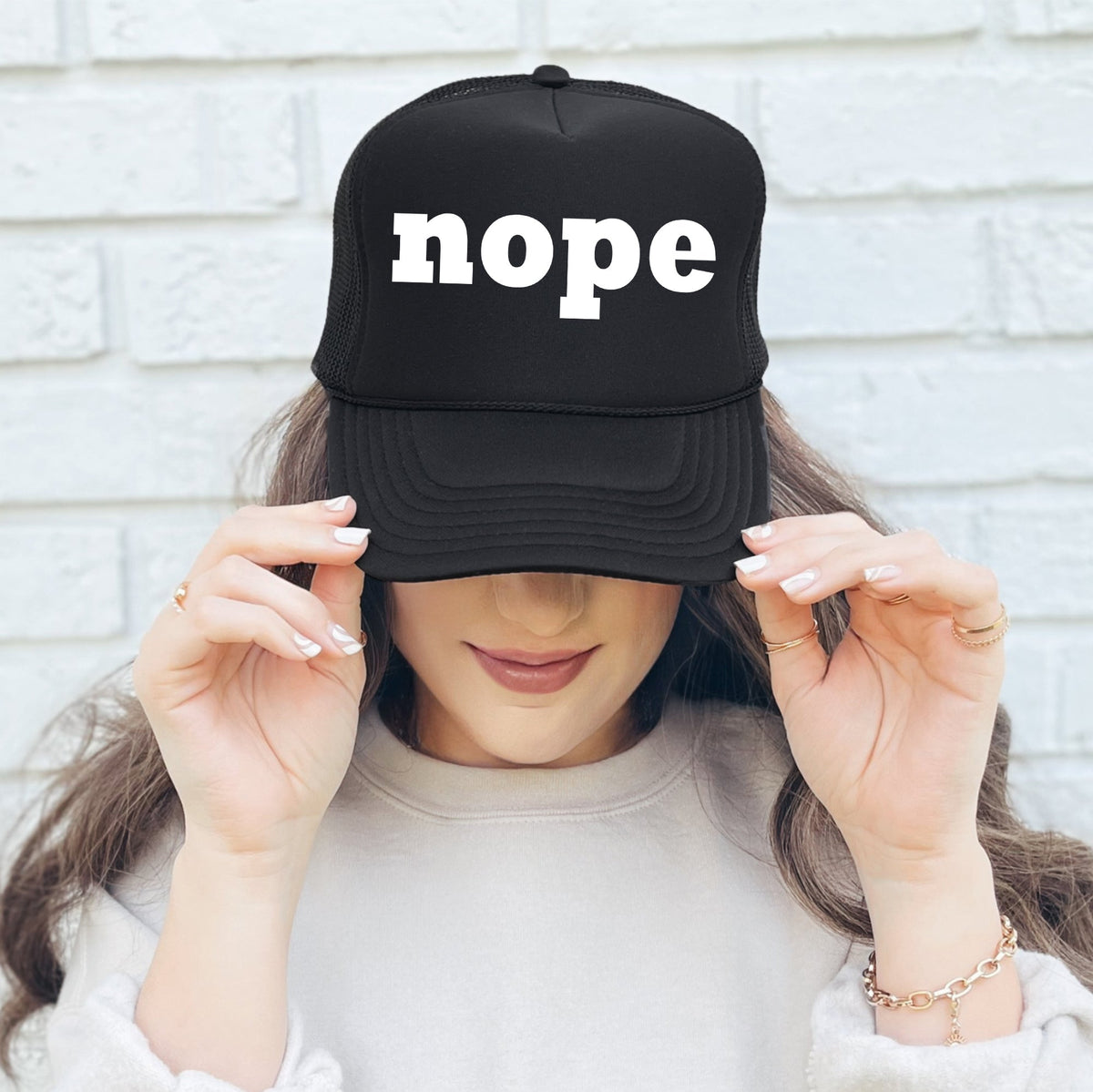 Nope Sassy Funny Attitude No Filter Always Authentic Bold Expression For Real Crew Trucker Hat