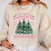 North Pole Christmas Tree Farm Winter Santa Snow Xmas Scene Artwork Cozy Holiday Landscape Sweatshirt