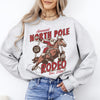 North Pole Rode Santa Christmas Western Cowboy Yee Haw Horse Holiday Theme Sweatshirt