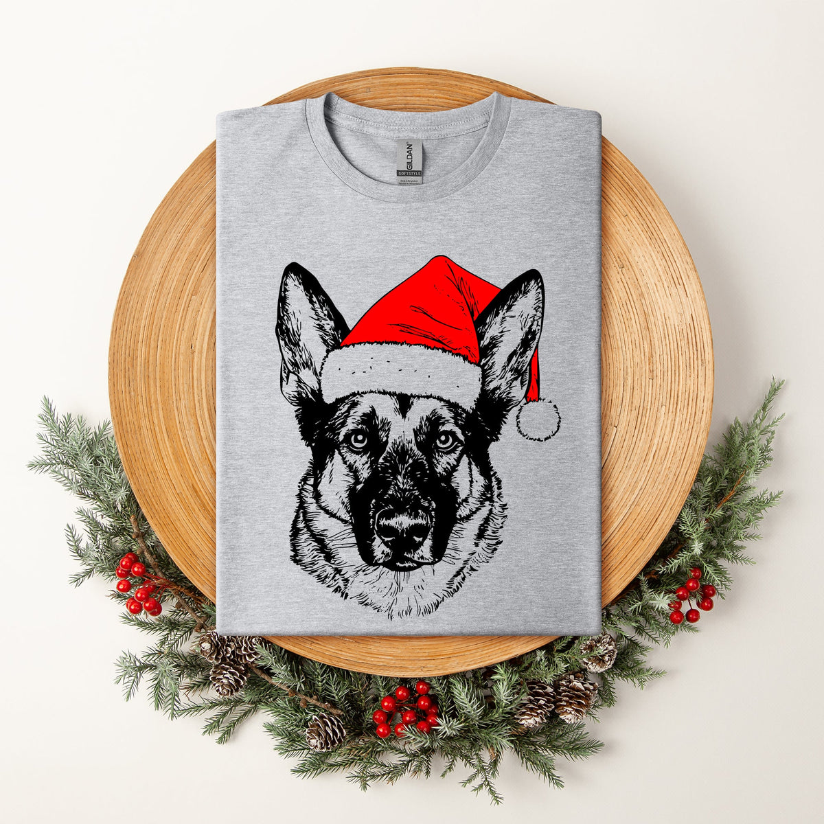 Norwegian Elkhound Santa Claus Christmas Dog Lover Portrait Graphic Comfort Colors Tee