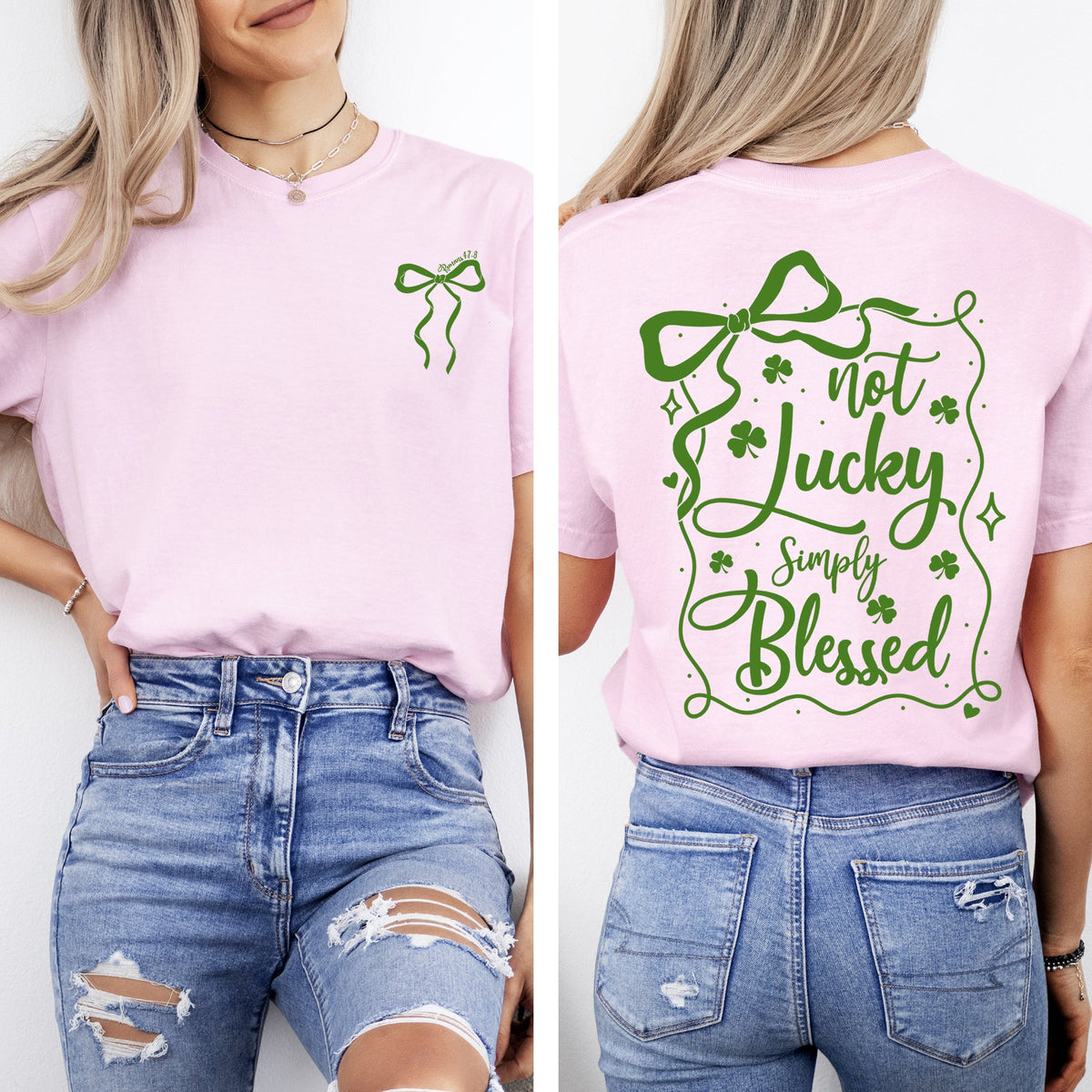 Not Lucky, Just Blessed St Patrick's Day Shamrock Leprechaun Clover Comfort Colors Tee