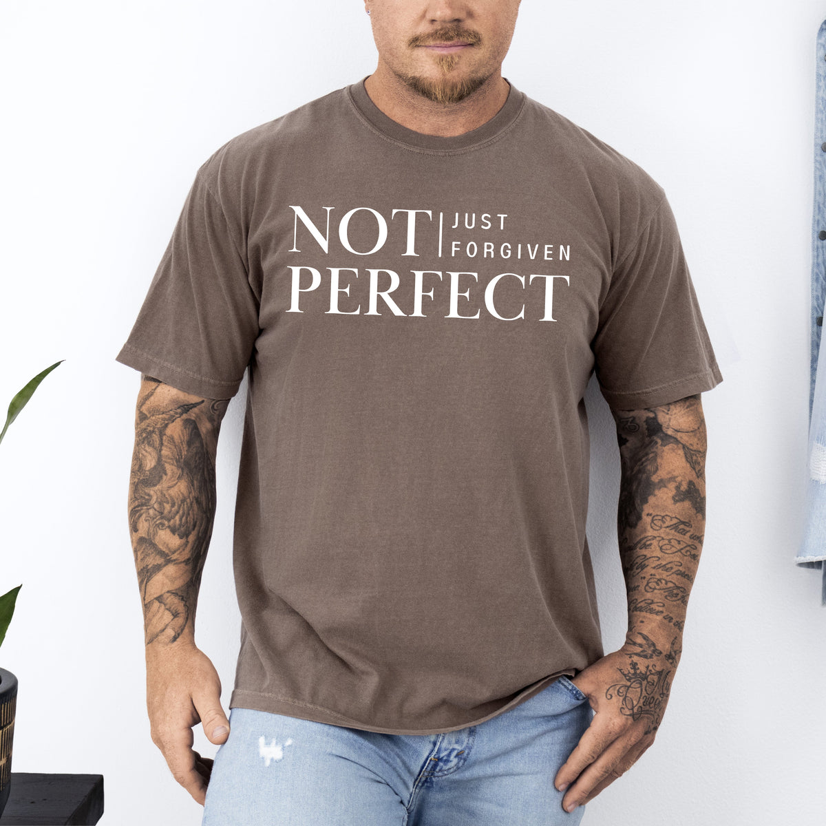 Not Perfect, Just Forgiven, Jesus, Christian, Religious, Gospel, Faith Comfort Colors Tee