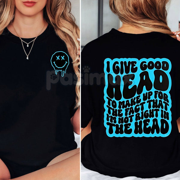 "Not Right in the Head" Funny Sarcastic T-Shirt - Retro Wavy Lettering Graphic Tee, Cute Sarcasm Humor Shirt, Trendy Aesthetic Casual Top, Mental Health Humor Apparel, Witty Sassy Graphic Tee