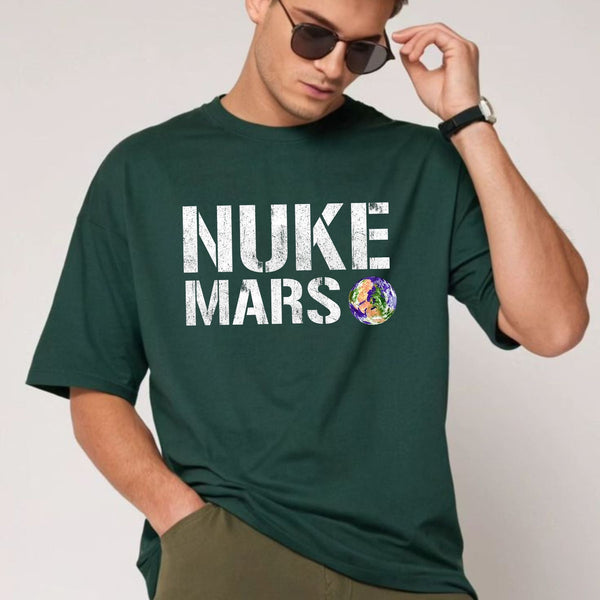 "Nuke Mars" T-Shirt - Elon Musk SpaceX Project Fan Apparel, Classic Space Exploration Tee