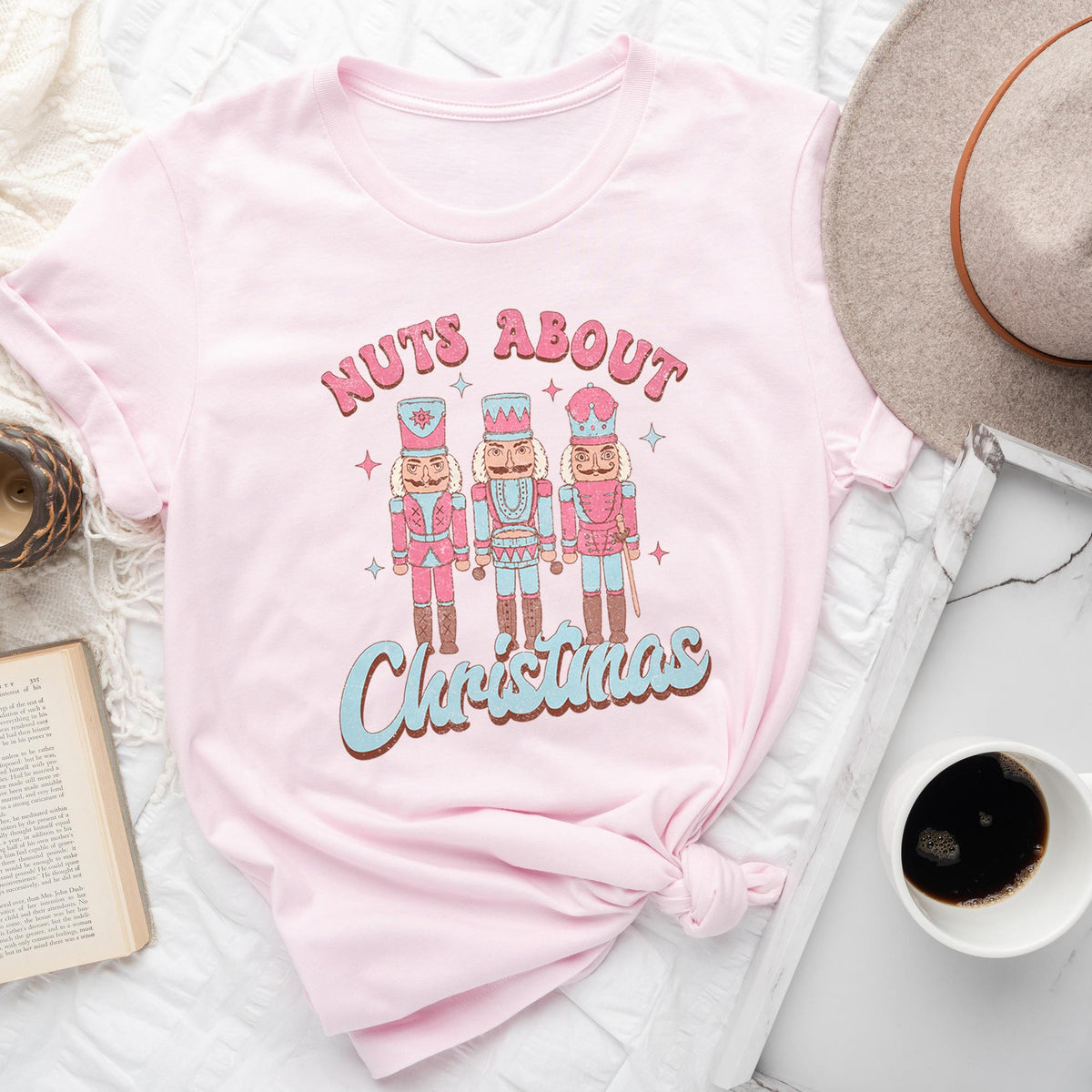 Nuts About Christmas Pink Nutcrackers Festive Holiday Theme Limited Edition Graphic Tee