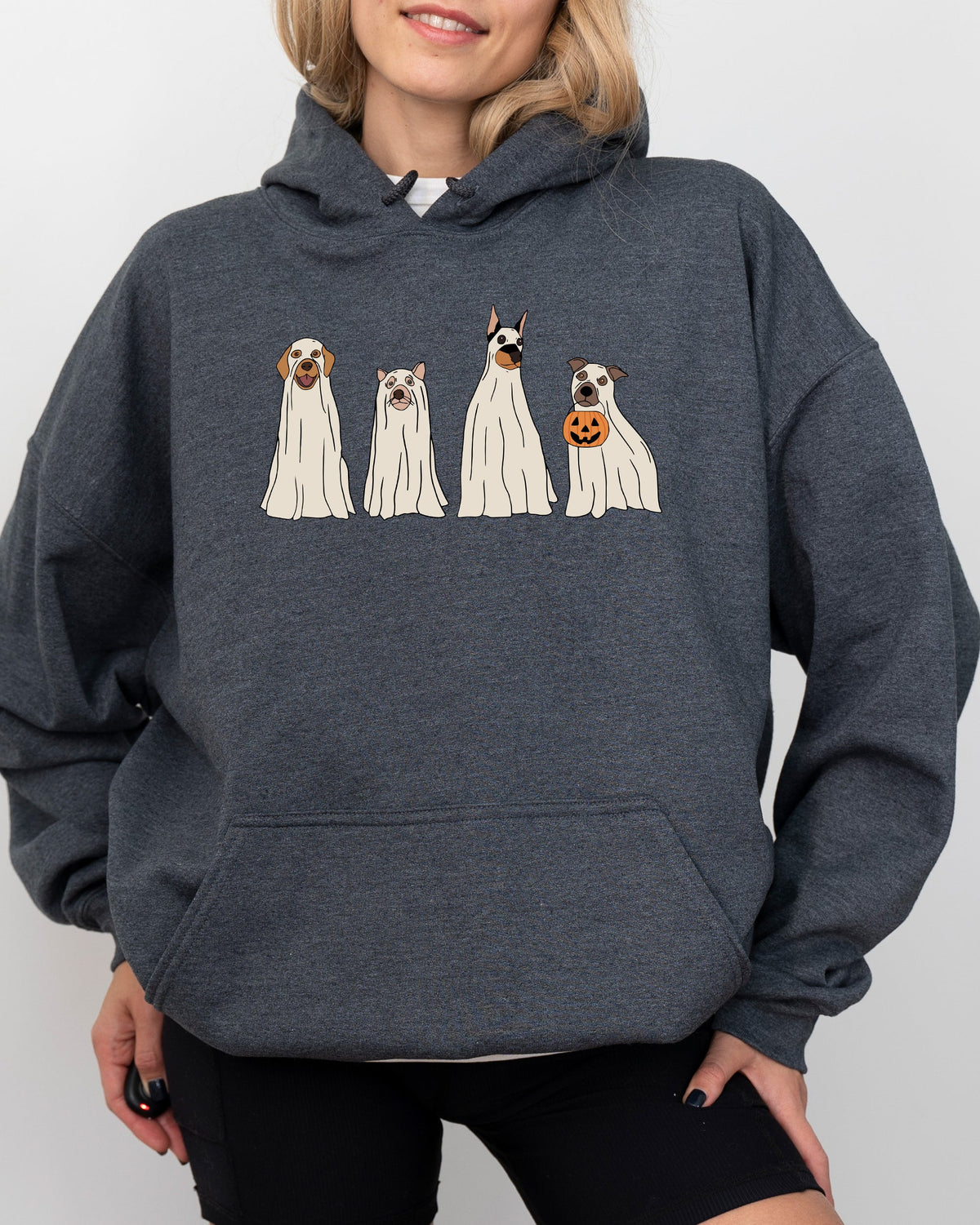 Spooky Ghost Dogs Hoodie Featuring Halloween Meme Design For Cozy Seasonal Wear Everyday