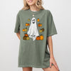 Ghost And Pumpkins Halloween Skeleton Ghost Funny Witch Aesthetic Meme Spooky Costume Comfort Colors Tee