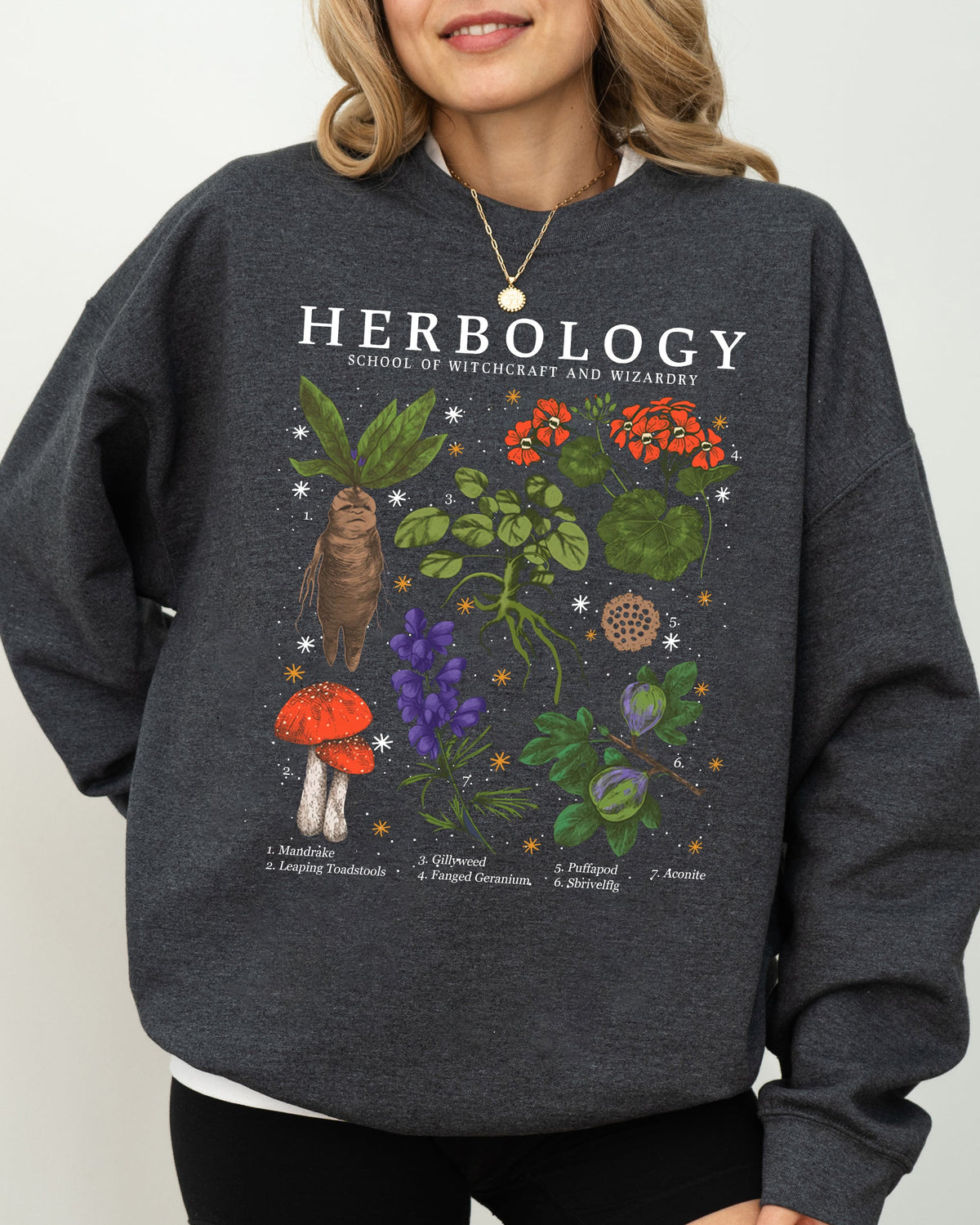 Herbology Mushroom Skeleton Ghost Witch Aesthetic Meme Halloween Spooky Costume Sweatshirt