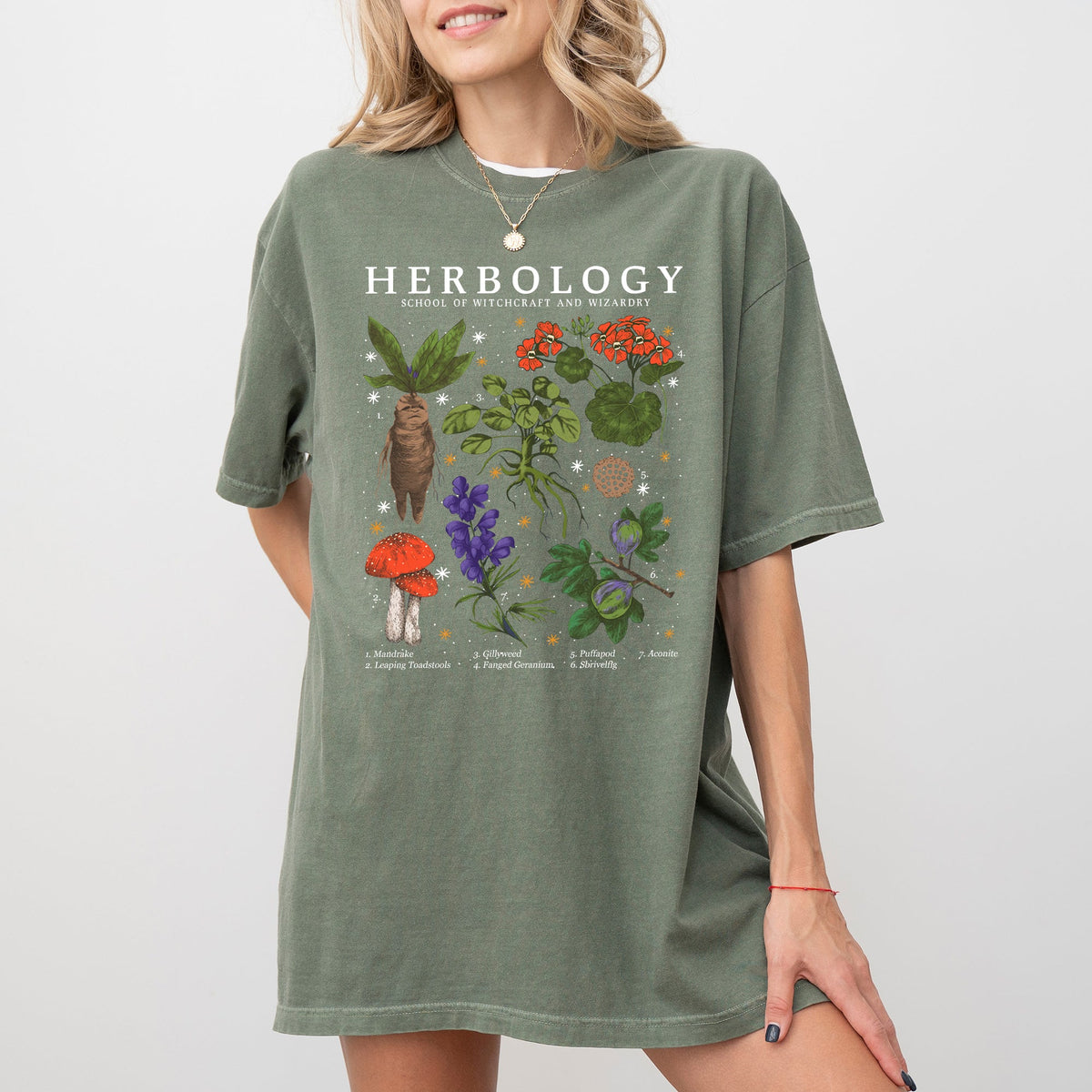 Herbology Mushroom Skeleton Ghost Witch Meme Halloween Spooky Costume Comfort Colors Tee