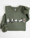 Cat Ghosts Skeleton Funny Witch Aesthetic Meme Halloween Spooky Costume Sweatshirt