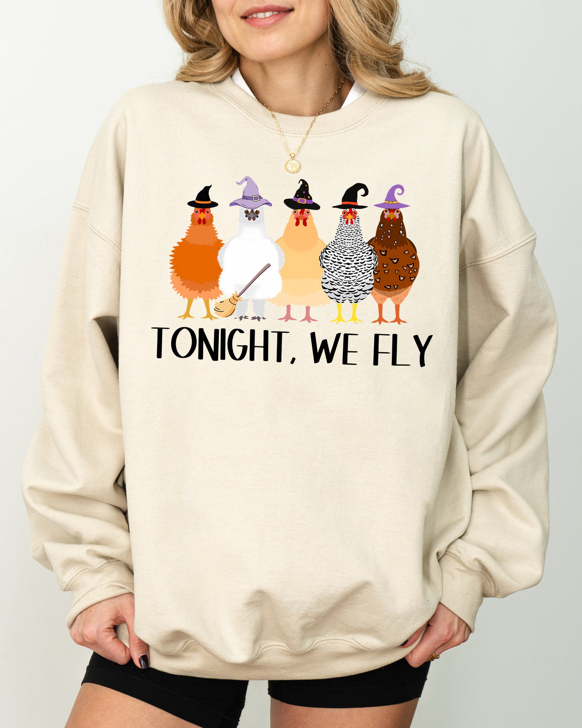 Tonight We Fly Chickens Skeleton Witch Aesthetic Meme Halloween Spooky Costume Sweatshirt