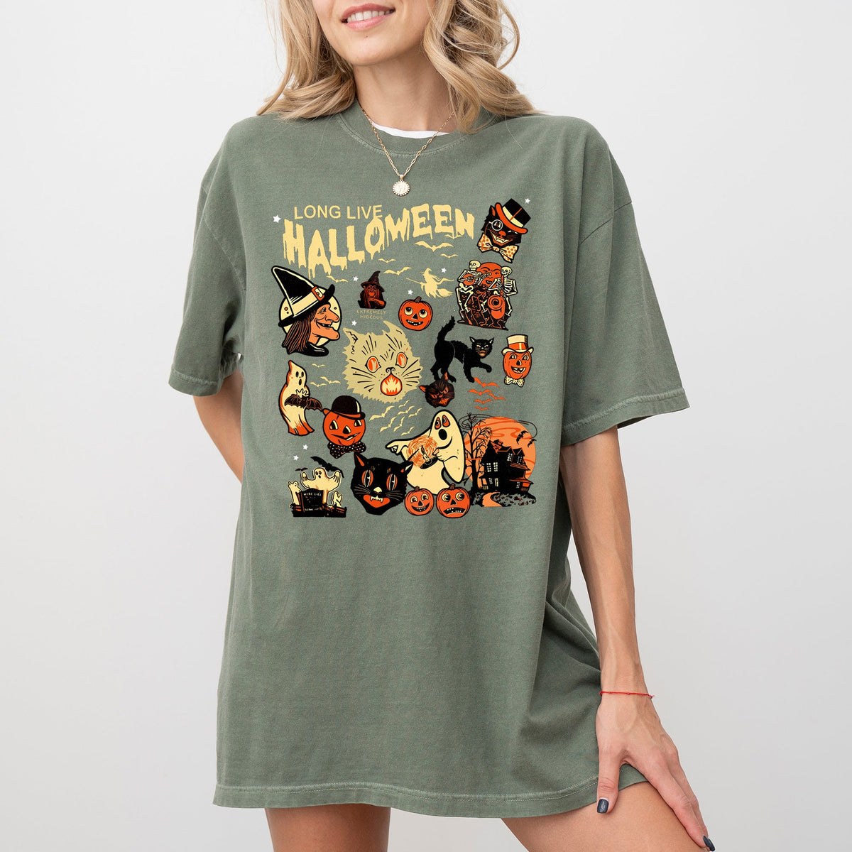 Long Live Halloween Pumpkin Spooky Skeleton Witch Meme Aesthetic Costume Comfort Colors Tee