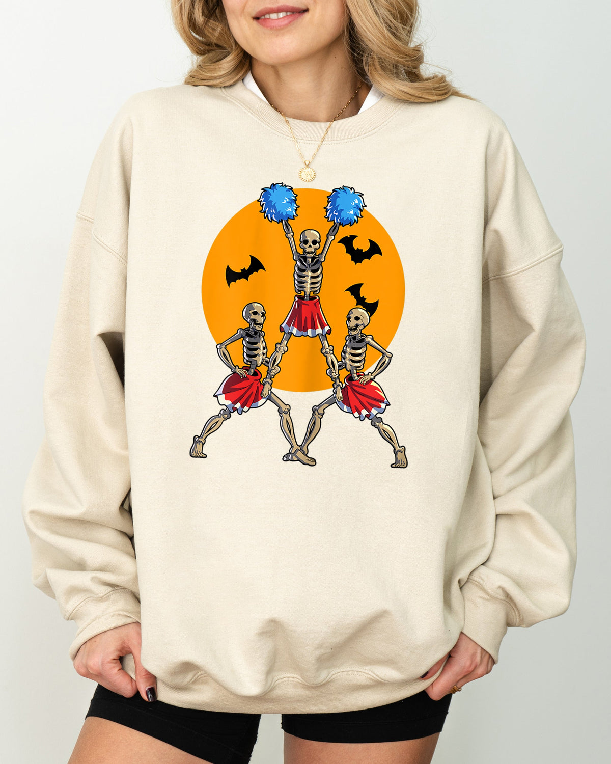 Cheerleader Skeleton Ghost Spooky Witch Meme Halloween Costume Design Sweatshirt