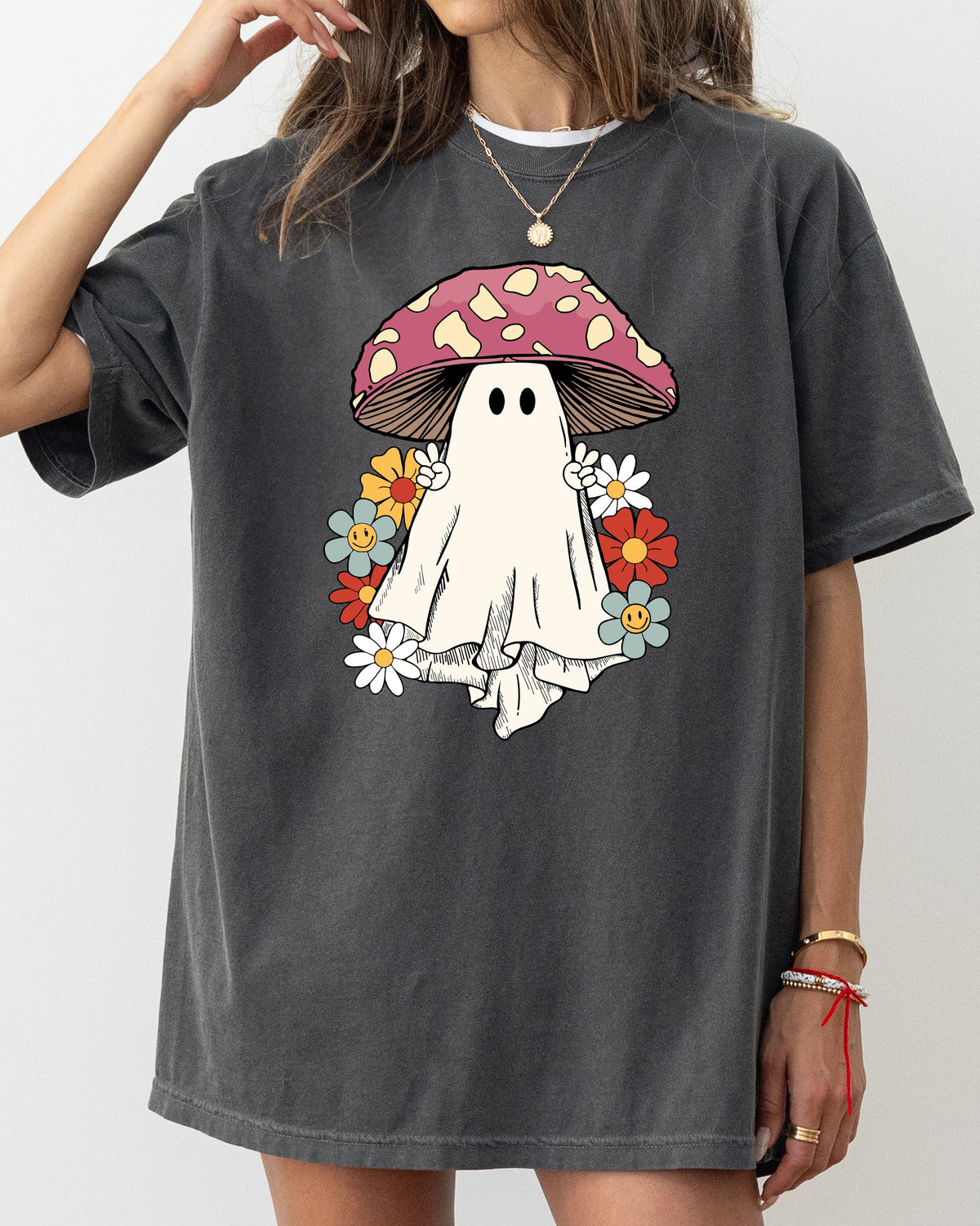 Mushroom Ghost Skeleton Spooky Witch Halloween Meme Costume Aesthetic Comfort Colors Tee