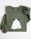 Frog Ghost Skeleton Spooky Witch Halloween Meme Aesthetic Costume Graphic Sweatshirt