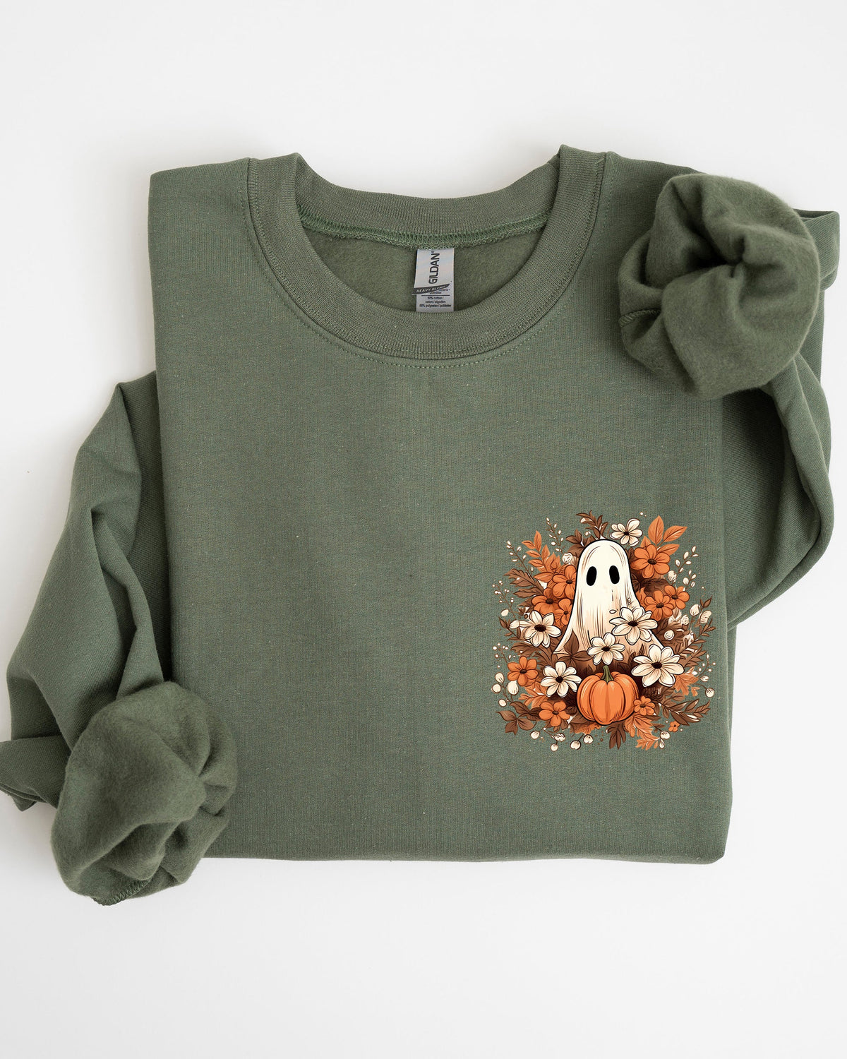 Floral Ghost Pocket Skeleton Spooky Witch Aesthetic Meme Halloween Costume Sweatshirt