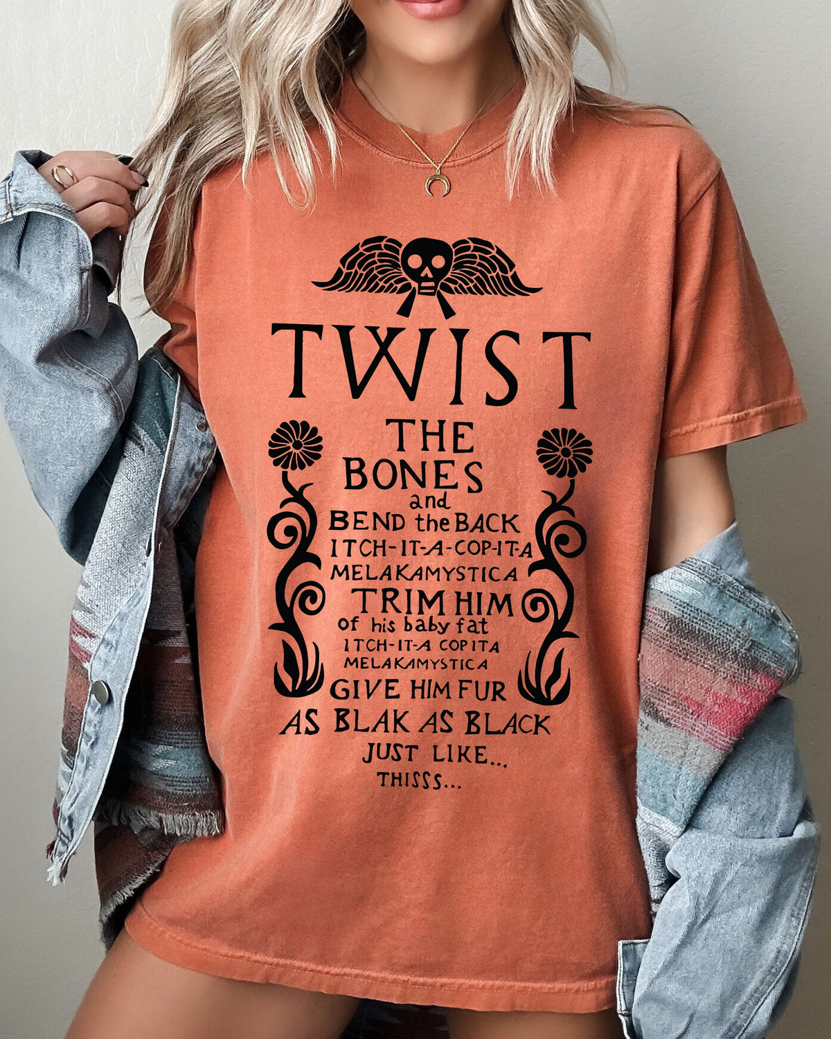 Twist The Bones Skeleton Spooky Ghost Witch Aesthetic Halloween Costume Comfort Colors Tee