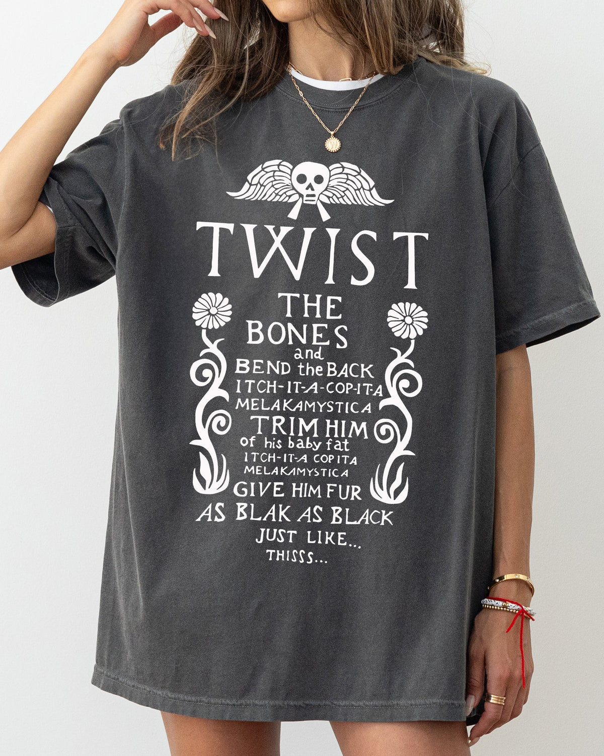 Twist The Bones Skeleton Spooky Ghost Witch Aesthetic Halloween Costume Comfort Colors Tee