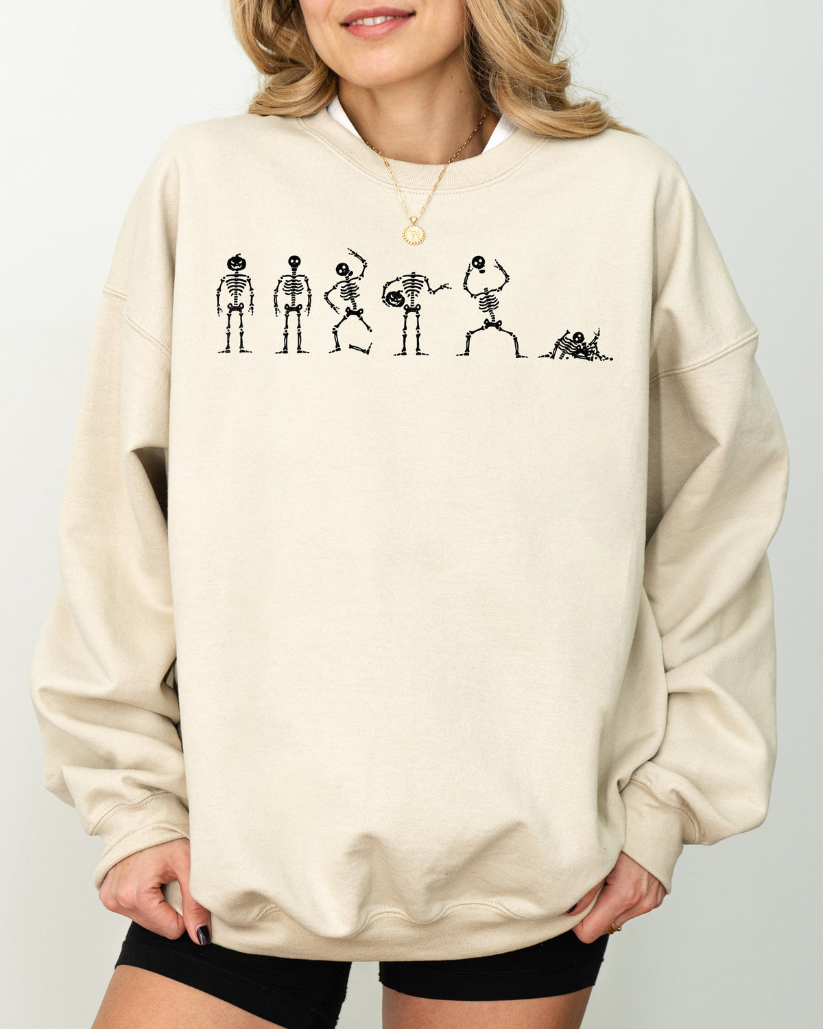 Dancing Skeletons Ghost Spooky Witch Halloween Costume Graphic Cozy Edition Sweatshirt