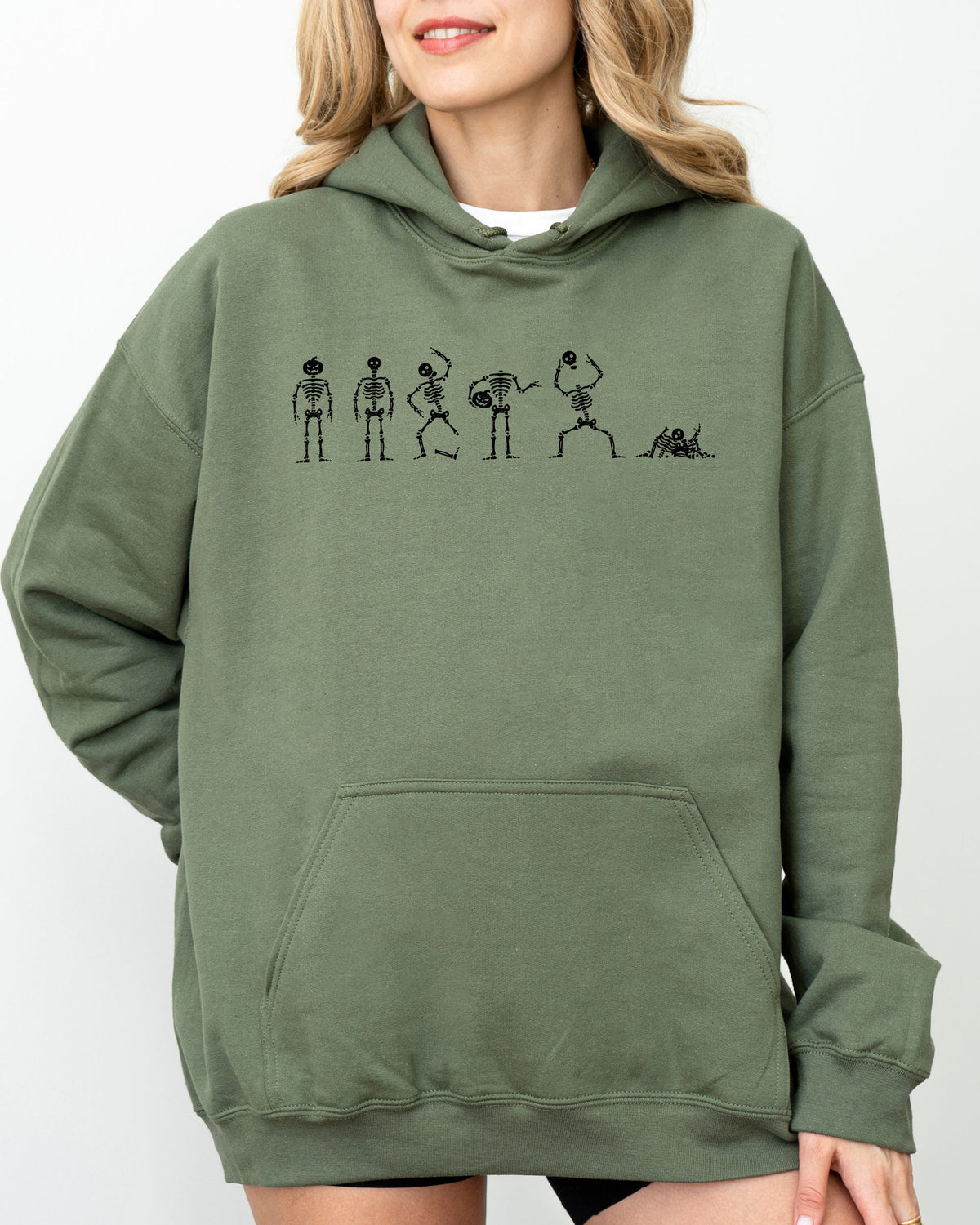 Dancing Skeletons Halloween Ghost Witch Meme Costume Cozy Fleece Extra Warm Hoodie