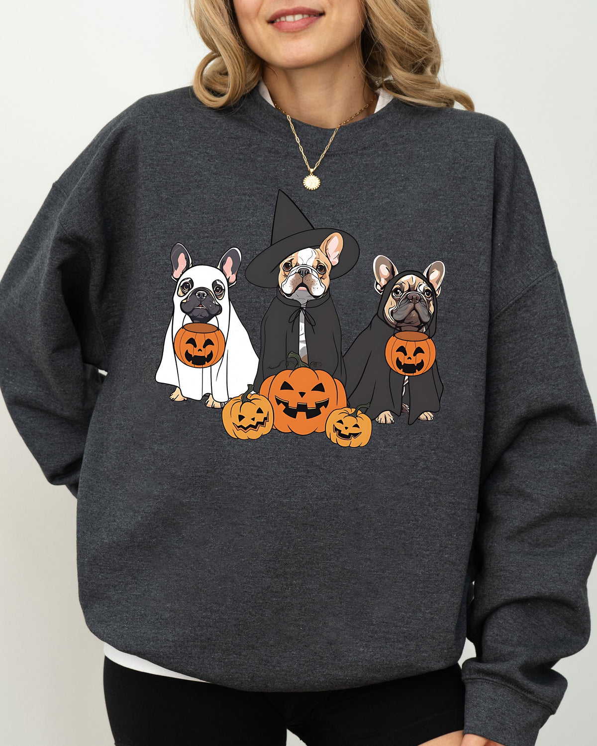Ghost Dogs Skeleton Halloween Pumpkin Witch Meme Spooky Costume Graphic Sweatshirt