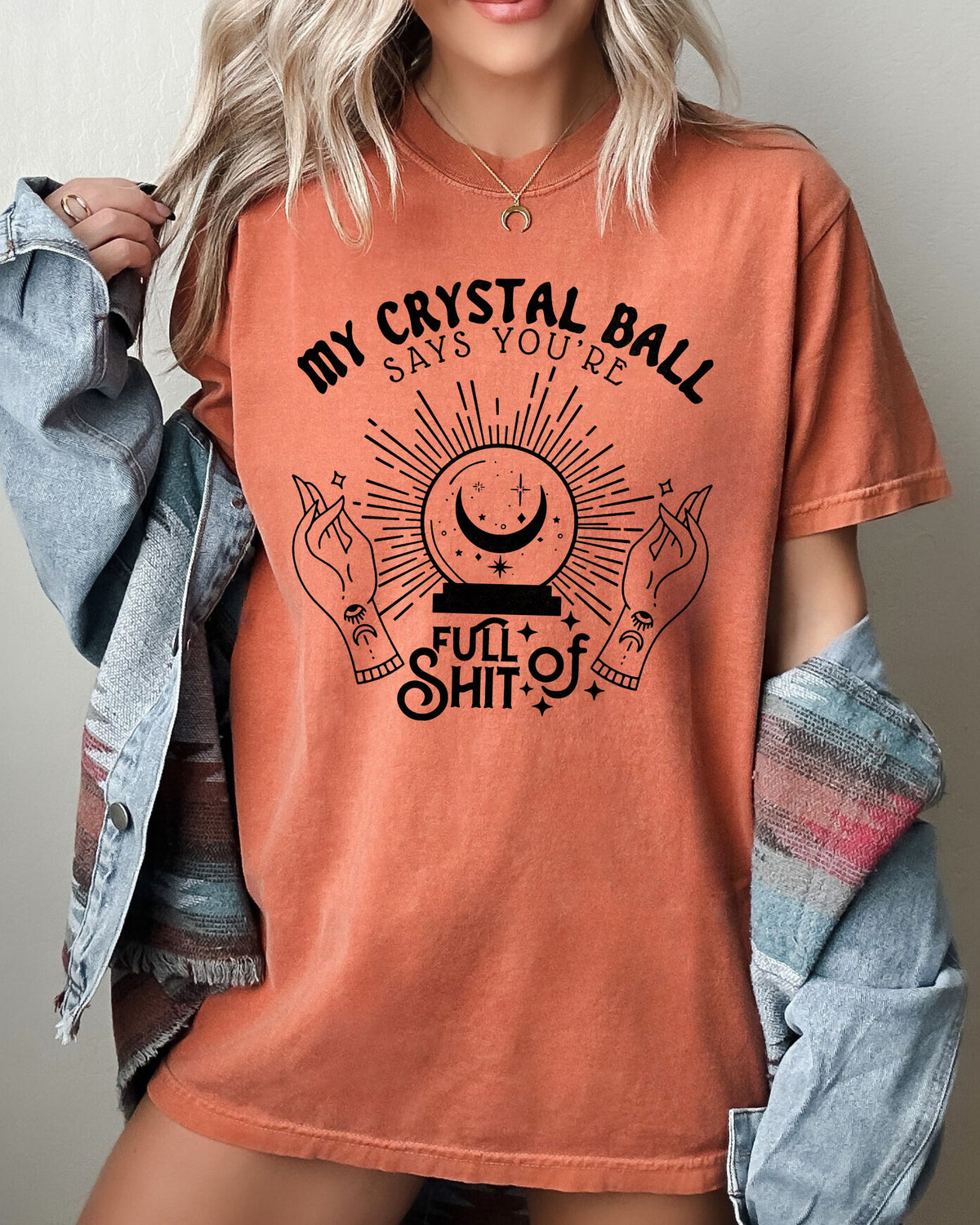 Crystal Ball Skeleton Funny Pumpkin Spooky Witch Aesthetic Meme Halloween Costume Comfort Colors Tee