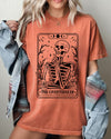The Overthinker Tarot Skeleton Funny Pumpkin Spooky Witch Aesthetic Meme Halloween Costume Comfort Colors Tee