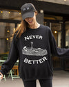Never Better Skeleton Coffin Pumpkin Spooky Witch Aesthetic Meme Halloween Costume Sweatshirt