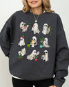 Mini Ghosts Plant Lover Skeleton Coffin Pumpkin Spooky Witch Halloween Sweatshirt