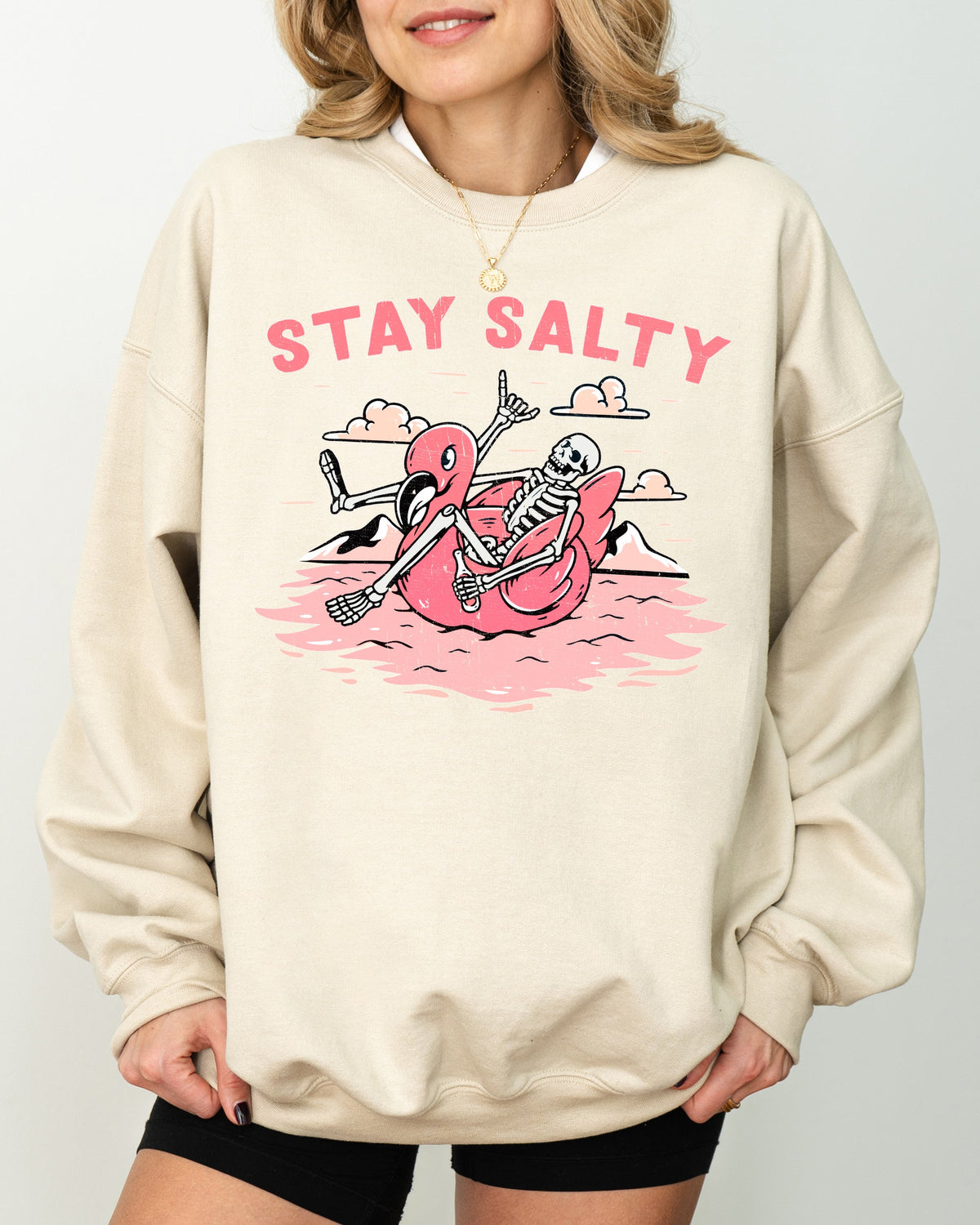Stay Salty Skeleton Ghost Spooky Witch Aesthetic Meme Halloween Costume Sweatshirt