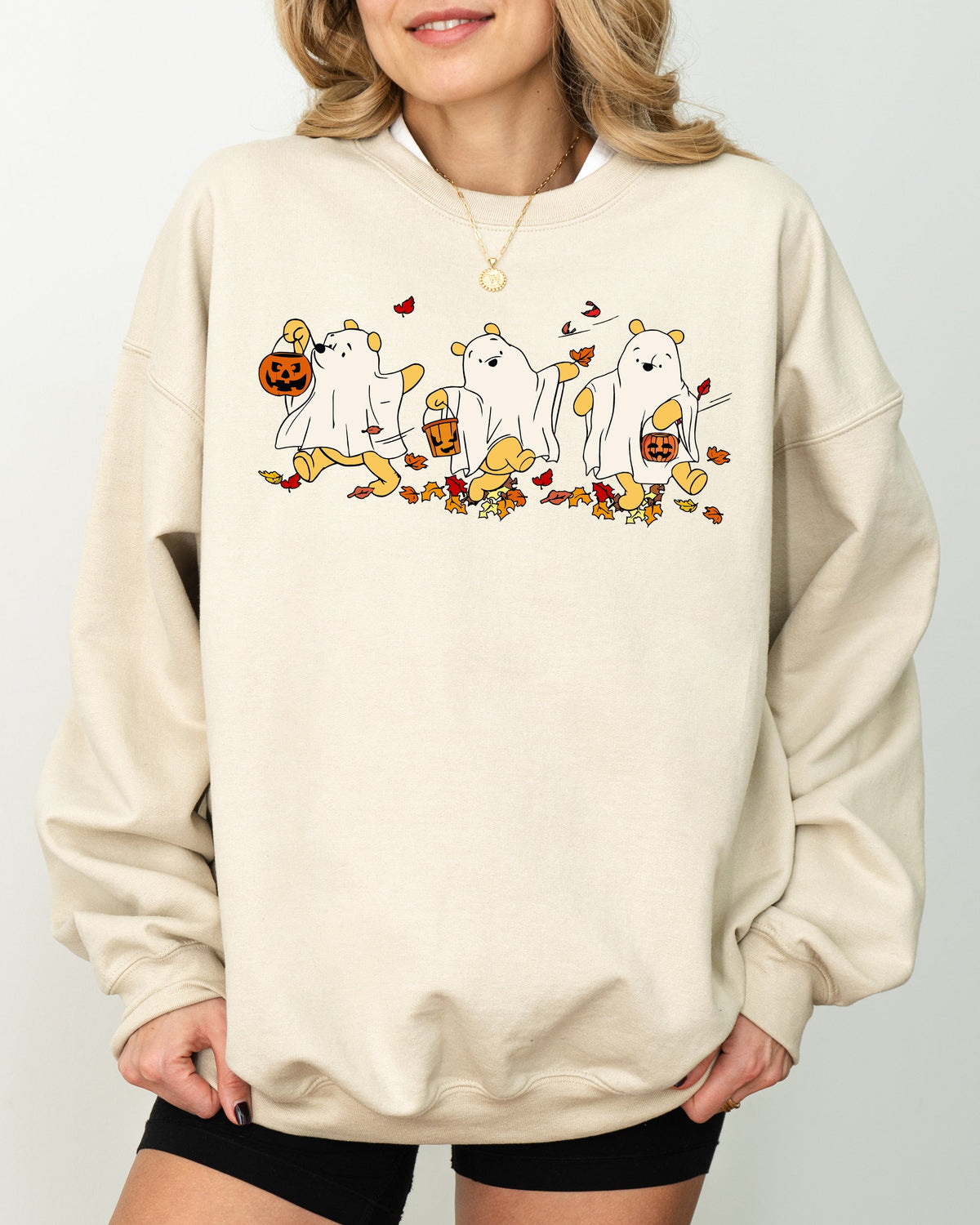 Ghost Pooh Bear Skeleton Halloween Spooky Witch Aesthetic Meme Costume Sweatshirt