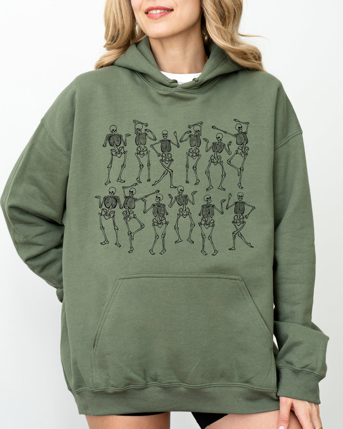 Dancing Skeletons Witch Skull Halloween Spooky Meme Costume Aesthetic Vibe Hoodie