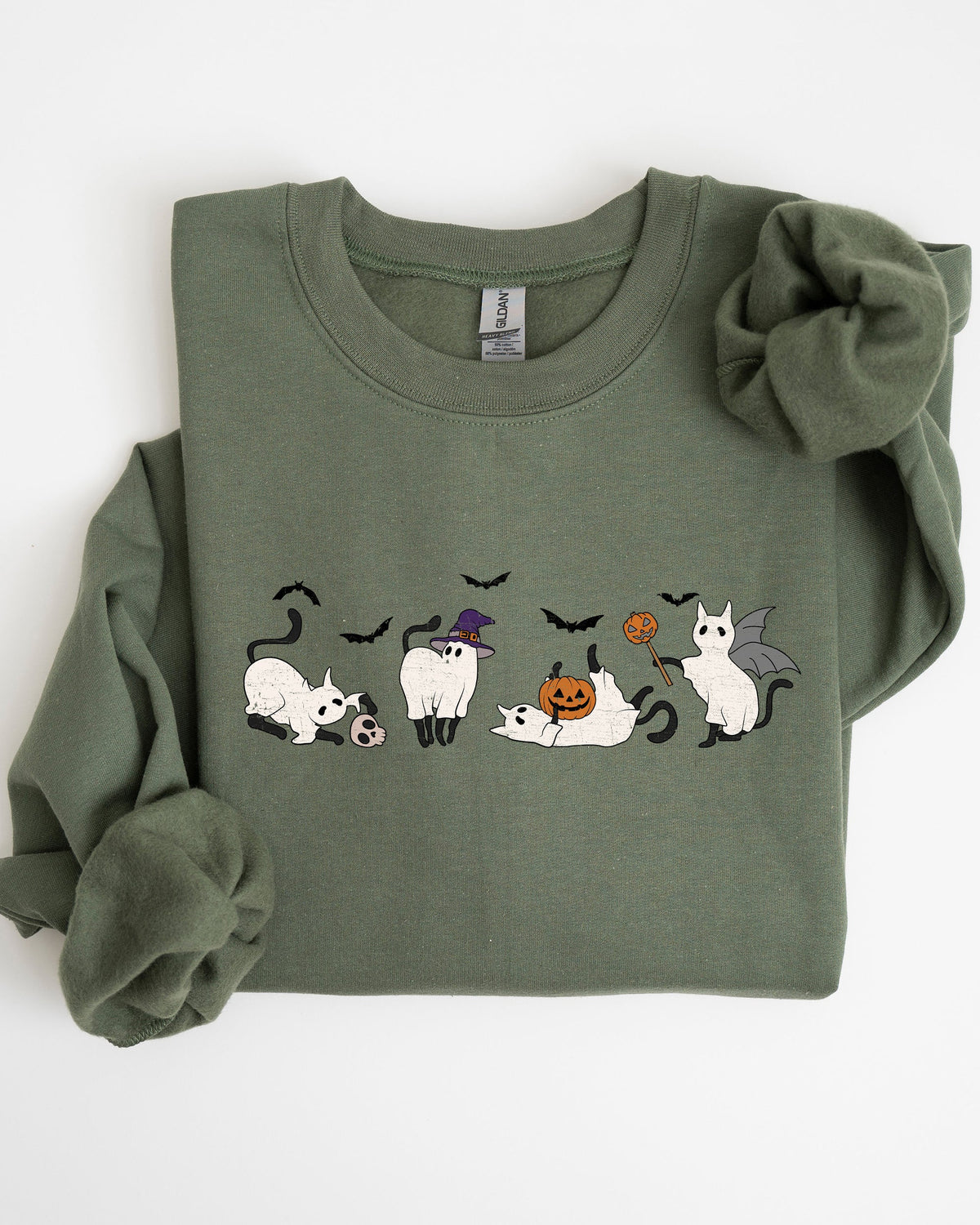 Mini Ghost Cats Farm Witch Skull Halloween Spooky Seasonal Favorite For Halloween Lovers Graphic Sweatshirt
