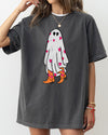 Cowgirl Ghost Western Skeleton Witch Skull Halloween Costume Graphic Comfort Colors Tee